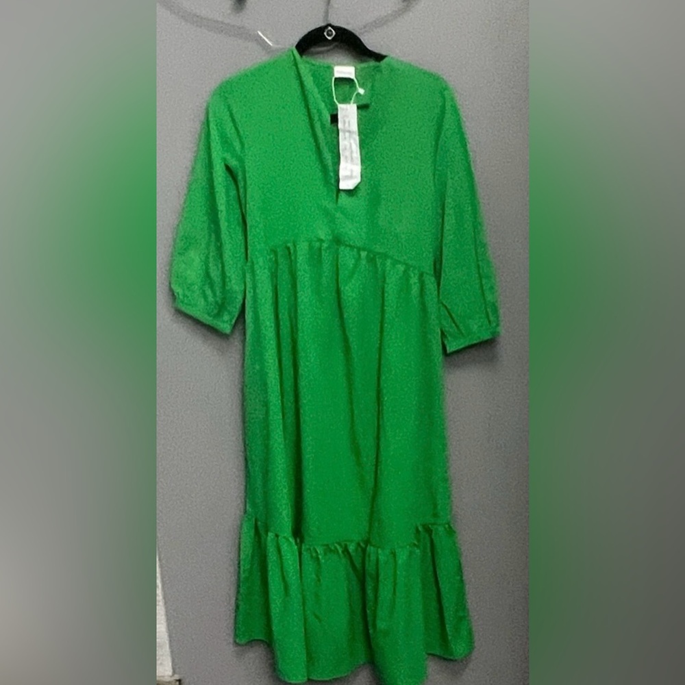 Green Ruffle-Hem Women's Dress